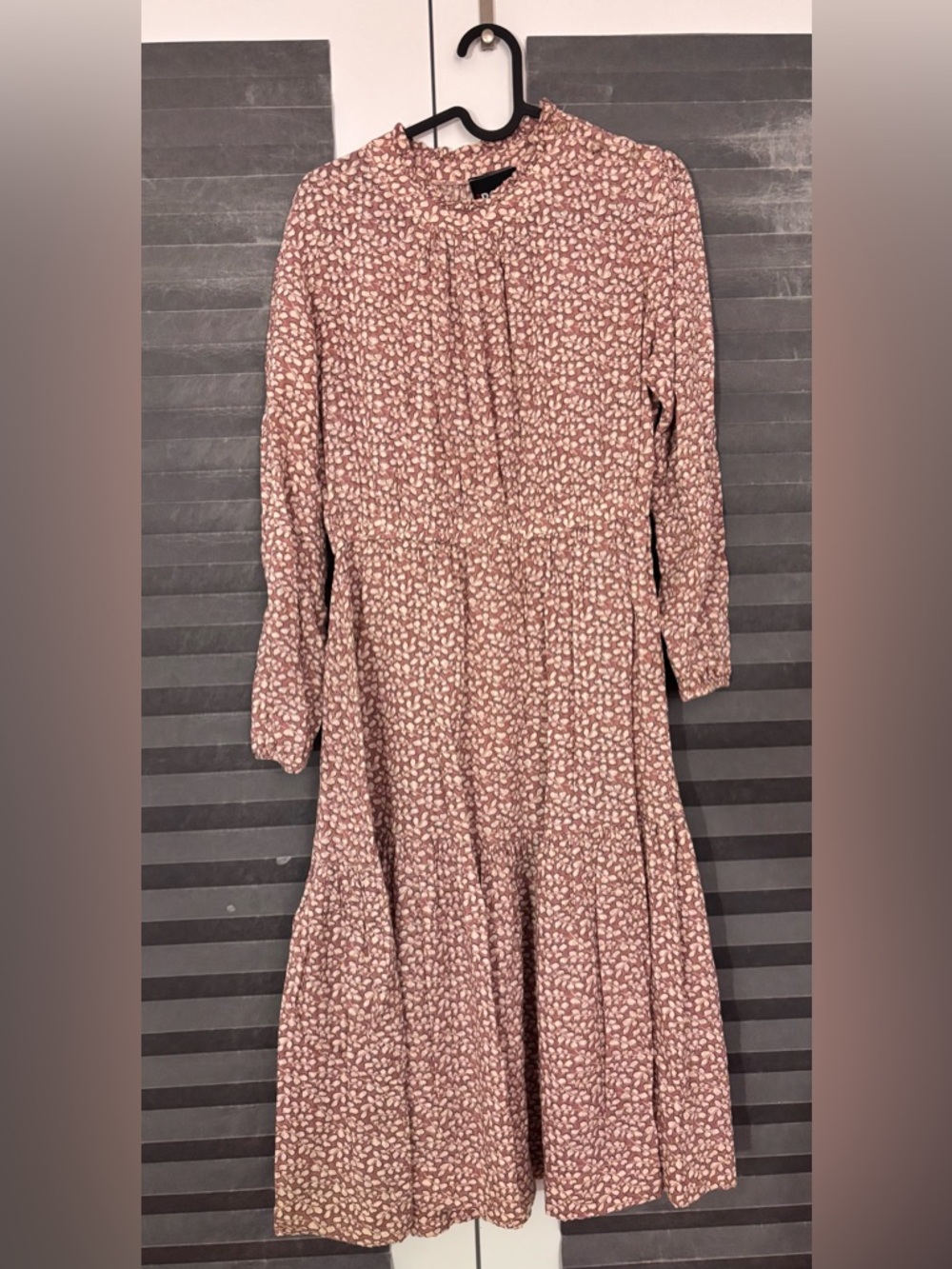 Posh Dusty Rose Floral Long Sleeve Midi Dress